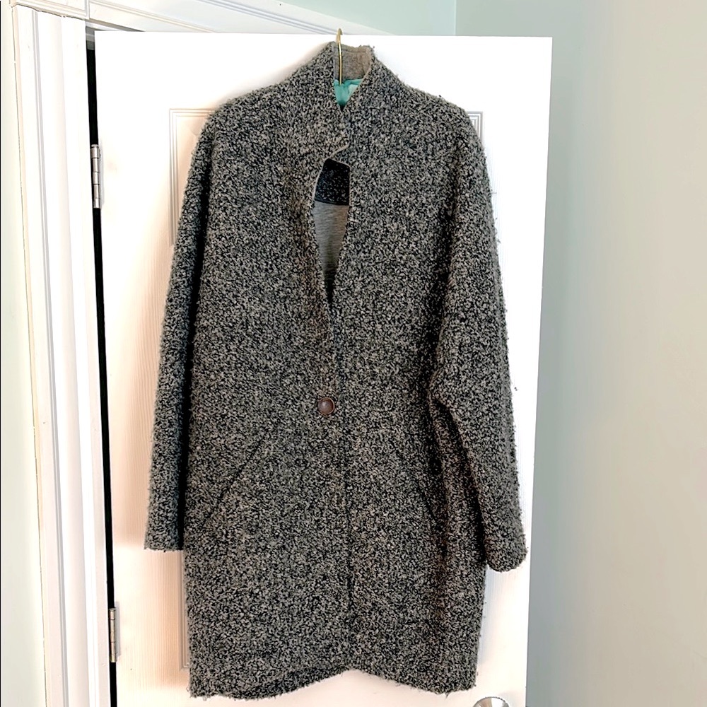 Isabel Marant Gray Bouclé Single-Button Coat